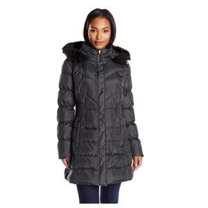 Via Spiga Women's Diamond Quilted Down Coat with Faux Fur Collar